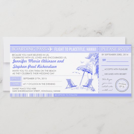 Tropical Blue Boarding Pass - Uitnodigingen voor e (Voorkant)