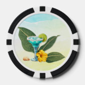 Tropical Blue Drink Hibiscus and Leaves Poker Chips (Voorkant)