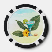 Tropical Blue Drink Hibiscus and Leaves Poker Chips (Achterkant)