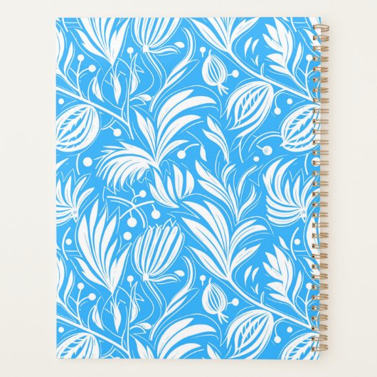 Tropical Blue Floral Pattern Diamond Monogramme (Dos)