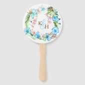 Tropical Blue Hibiscus Wreath Wedding  Handwaaier (Voorkant)