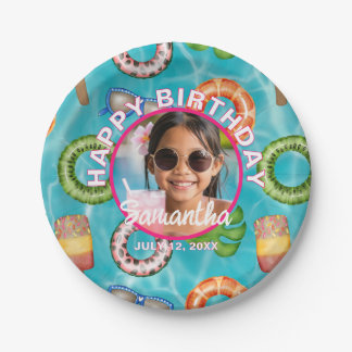Tropical Blue Pool Party Birthday Paper Plates Papieren Bordje