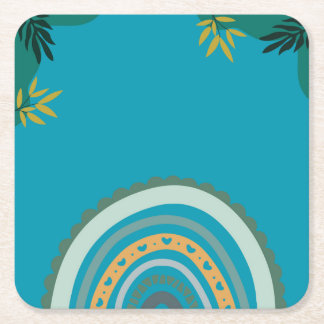Tropical blue teal vierkante kartonnen onderzetter