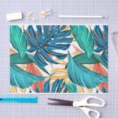 Tropical Blue yelllow leaves  Tissuepapier (Craft)