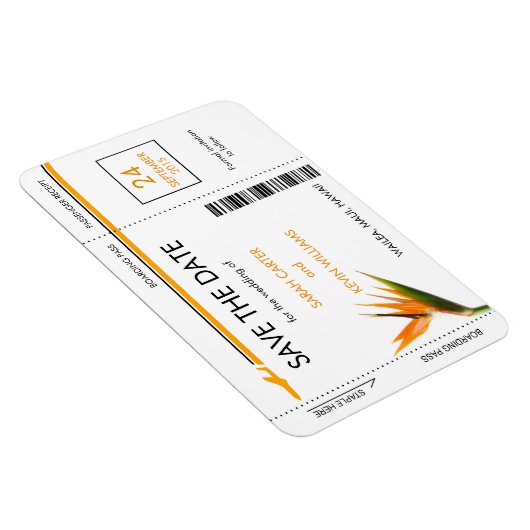 Tropical Boarding Pass Bewaar de datum Magneten (Rechterzijde)