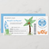 Tropical Boarding Pass Verjaardag uitnodiging (Voorkant / Achterkant)