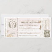 Tropical Boarding Plane Ticket Destination Wedding Kaart (Voorkant)
