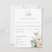 Tropical Boho Botanical Wedding Reactie RSVP Kaartje (Voorkant)