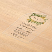 Tropical Boho Dried Palm Leaves Wedding Acryl Uitnodigingen (Laagn)