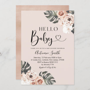 Tropical Boho Floral Hallo Baby Baby shower Kaart