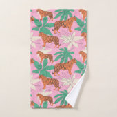 Tropical Boho Orange Pink Tiger Jungle Pattern (Serviette à main)