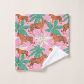 Tropical Boho Orange Pink Tiger Jungle Pattern (Gant de toilette)
