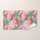 Tropical Boho Orange Pink Tiger Jungle Pattern (Serviette à main)