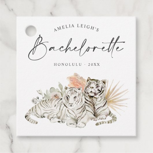 Tropical Boho Tigers Bachelorette Bedankjes Labels (Voorkant)