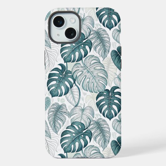 Tropical Botanical Green Monsteras iPhone Hoesje (Achterkant)
