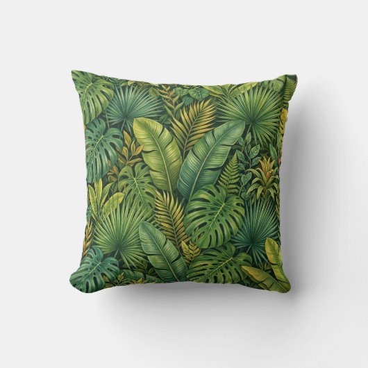 Tropical Botanical Leaves Jungle Pattern Pillow Kussen (Voorkant)