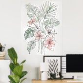 Tropical Botanical Line Art Wall Print (Thuiskantoor)