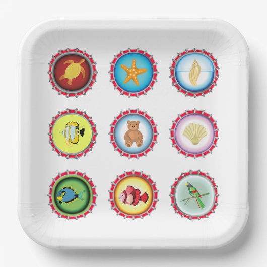 Tropical Bottle Petten Ontwerp Oceaan en Wildlife Papieren Bordje (Voorkant)