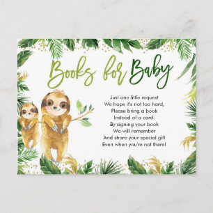 Tropical Boy Sloth Baby shower Boeken voor Baby Uitnodiging Briefkaart