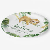 Tropical Boy Sloth Baby shower papier Bord (Gekanteld)