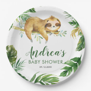Tropical Boy Sloth Baby shower papier Bord