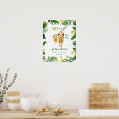 Tropical Boy Sloth Baby shower Welkomstbord Poster (Keuken)