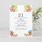 Tropical Breeze 21e Verjaardagsuitnodiging Kaart (Staand voorkant)