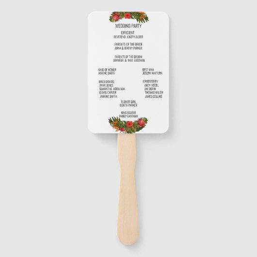 Tropical Breeze Floral Wedding Ceremony Programma Handwaaier (Achterkant)