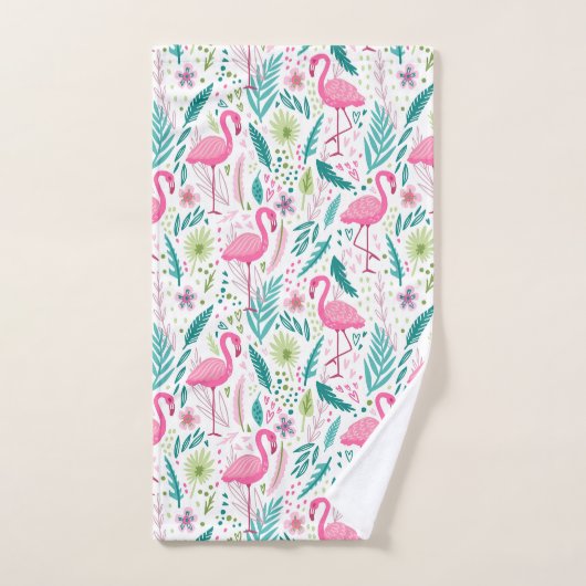 Tropical Breezy rose Flamingo Pattern (Serviette à main)