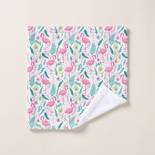 Tropical Breezy rose Flamingo Pattern (Gant de toilette)