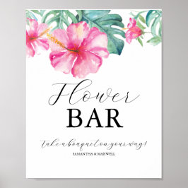 Tropical Bridal Shower Flower Bar Sign Poster