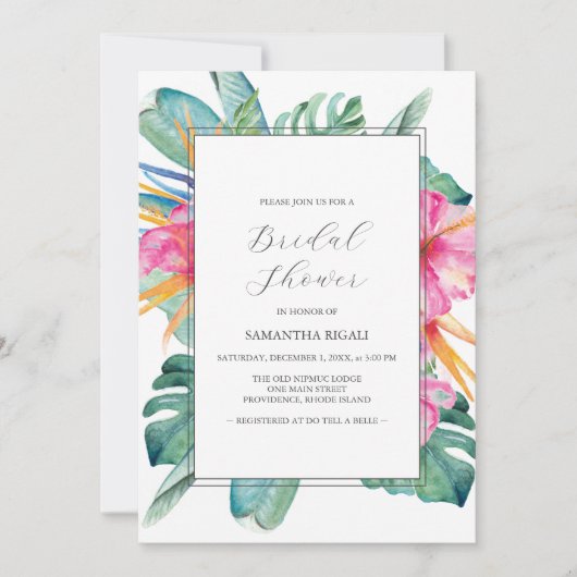 Tropical Bridal Shower Invitations (Devant)