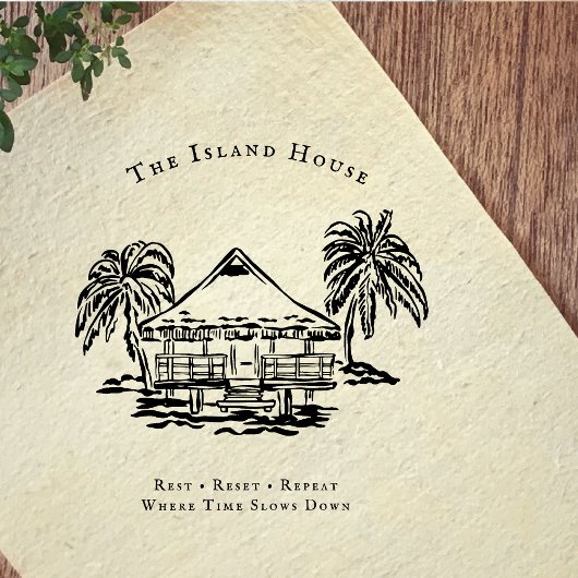 Tropical Bungalow Coastal Branding Rubber Stamp Rubberstempel