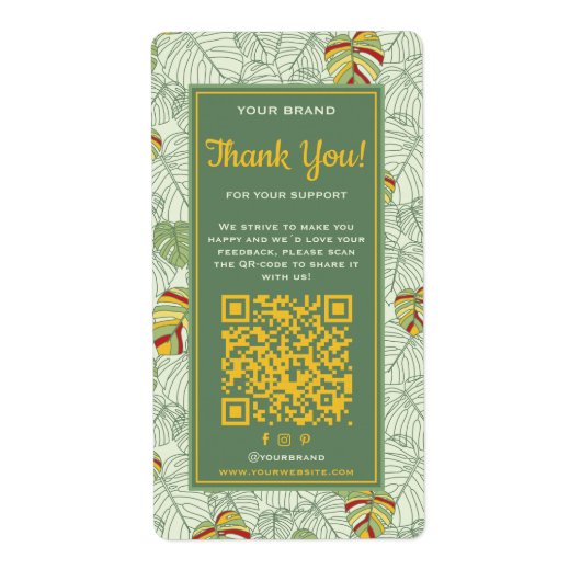Tropical Business Dank u doos zegel label QR-code (Voorkant)