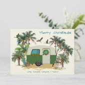 Tropical Camping Trailer Joyeuses Cartes de Noël (Debout devant)