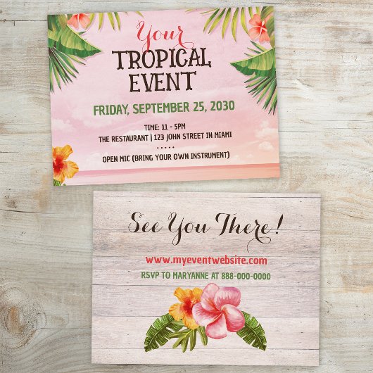 Tropical Caribbean Beach Sunset Event Briefkaart