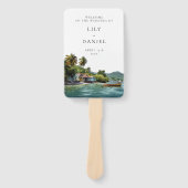 Tropical Caribbean Wedding Program Handwaaier (Voorkant)