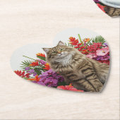 Tropical Cat Heart Paper Onderzetters Design. (Gekanteld)