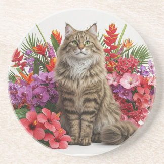 Tropical Cat Sandstone Drink Onderzetter Design.