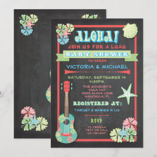 Tropical Chalkboard Luau Baby Douche invitations