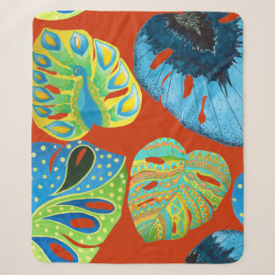 Tropical Chic: naadloos bladpatroon. Sherpa Deken