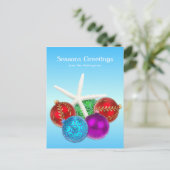 Tropical Christmas Blue Starfish Carte postale per (Debout devant)