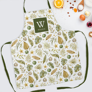 Tropical Christmas Monogram Naam Schort