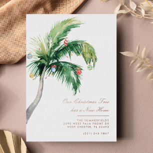 Tropical Christmas Palm Tropical Moving Roos Gold Folie Feestdagenkaart
