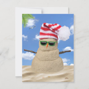 Tropical Christmas Sand Snowman Briefkaart