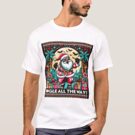 Tropical Christmas Santa Fun Mannen T-Shirt