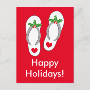 Tropical Christmas strand teenslippers briefkaarte Feestdagenkaart