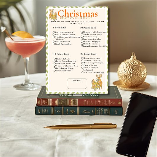 Tropical Christmas What's On your phone game card Kaart