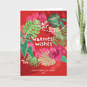 Tropical Christmas Wreath Custom Foto Gevouwen Feestdagen Kaart