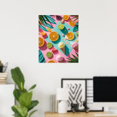 Tropical Citrus & Beach Aesthetic Wall Art Poster (Thuiskantoor)